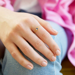 Lisa Angel Ring - Gold Sterling Silver Crystal Eye Ring M/L