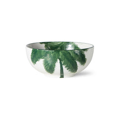 HKliving Bold & Basic Ceramics Porcelain Bowl - Palms Green