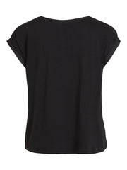 Vila Viellette Satin Top - Black