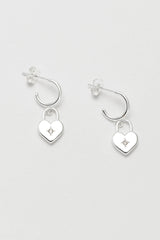 Estella Bartlett Locket Drop Hoop Earrings Silver Plated