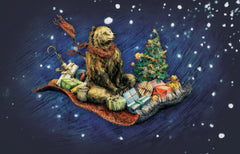 Roger la Borde Christmas Small Card - Festive Flying Bear