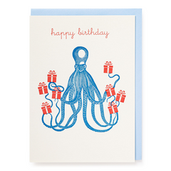 Letterpress Happy Birthday Octopus Card