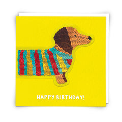 Redback Cards - Sequin Sausage Dog Birthday Card