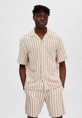 Selected Homme Relaxed Shirt Resort- Egret Stripe