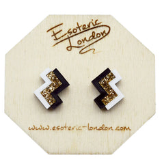 Esoteric London Geometric Stud Earrings Black / Gold