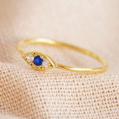 Lisa Angel Ring - Gold Sterling Silver Crystal Eye Ring M/L