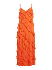Vila Niela Strap Ankle Dress - Tigerlily Orange