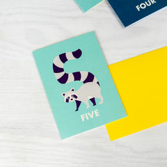 Age 5 - Raccoon Birthday Card