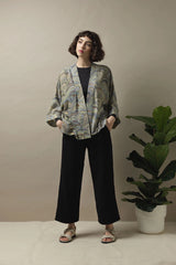 One Hundred Stars Marbelled Green Kimono