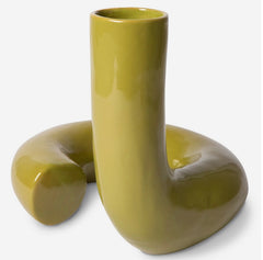 HKliving Ceramics Large Twisted Vase - Olive