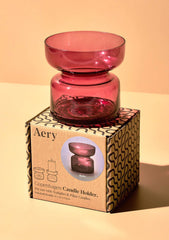Aery Glass Tea Light Holder - Ruby
