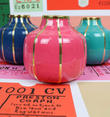 My Doris Enamel Vase With Brass Detail - Hot Pink