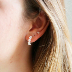 Lisa Angel - Crystal Daisy Hoop Earrings in Silver