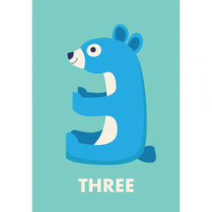 Age 3 - Bear Birthday Card