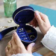 Lisa Angel Starry Night Velvet Mini Round Jewellery Travel Case