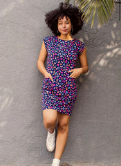 Sugarhill Odette Jersey Dress - Bright Navy Summer Leopard Print