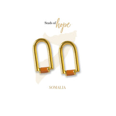 Vurchoo Gold Contemporary Enamel Arched Studs - Somalia