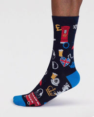 Thought Socks - Will Men's Organic Cotton London Socks Navy