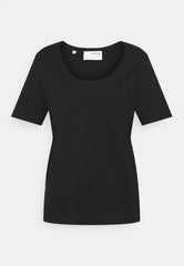 Selected Femme Standard Cotton U-Neck Tees Black