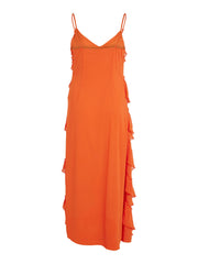 Vila Niela Strap Ankle Dress - Tigerlily Orange