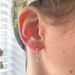 Lisa Angel T-Rex Silver Huggie Hoop Earrings