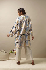 One Hundred Stars Deco Daisy Mauve Collar Kimono