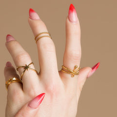 Scream Pretty - Gold Plated Snake With Green Eyes Ring