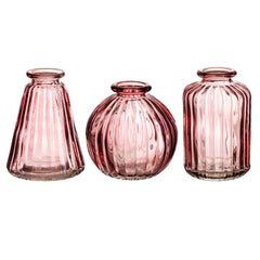 Sass & Belle Pink Glass Bud Vases - Set of 3