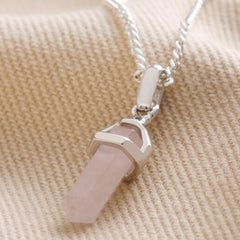 Lisa Angel - Silver Rose Quartz Point Necklace