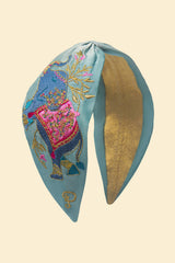 Powder Design - Satin Embroidered Headband Elephant in Cornflower