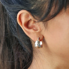 Lisa Angel - Silver Hammered Hoop Earrings