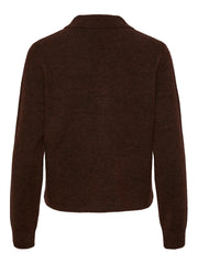 Pieces Flavia Long Sleeve Polo Wool Knit -  Chicory Coffee