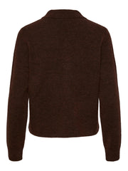 Pieces Flavia Long Sleeve Polo Wool Knit -  Chicory Coffee