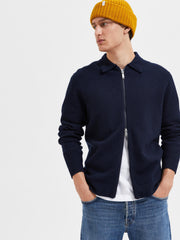 Selected Homme Belo Knit Zip Cardigan- Sky Captain