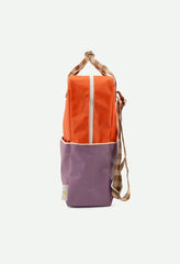 Sticky Lemon - Large Backpack Colourblocking | Orange Juice + Plum Purple + School Bus Brown