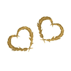 Alex Monroe Feather Heart Earrings - Gold Plated
