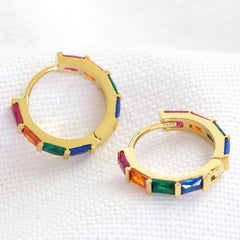 Lisa Angel Rainbow Huggie Hoop Earrings Gold