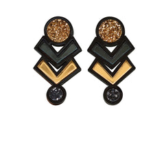 Esoteric London Acrylic Amulet Stud Earrings - Black Gold