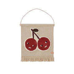 OYOY Mini Cherry On Top Mini Wall Rug - Red
