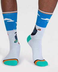 Thought Socks - Dae Men's Organic Cotton Seaside Socks Azure Blue