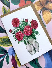 Max Made Me Do It Peonies in Bum Vase Card