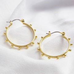 Lisa Angel Earring - Gold Bubble Edge Hoop