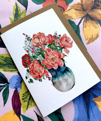 Max Made Me Do It Coral Peonies Card