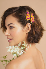 Powder Design - Beaded Hair Clips (Set of 2) Leopard Bright