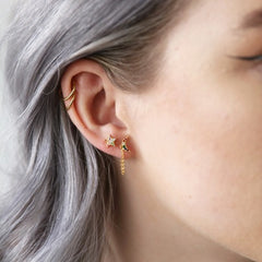Lisa Angel Earring - Rainbow Star and Moon Double Stud