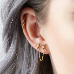 Lisa Angel Earring - Rainbow Star and Moon Double Stud
