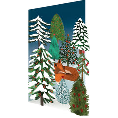 Roger la Borde Lasercut Christmas Card - Mother and cub Fox
