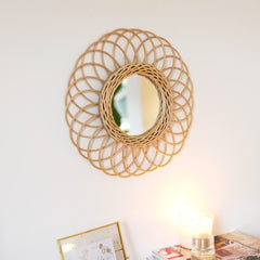 Round Natural Rattan Mirror