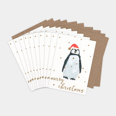 Caroline Gardner - Painted Penguin Small Christmas Cards Pack of 10
