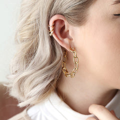 Lisa Angel Earring - Gold Chain Link Hoops